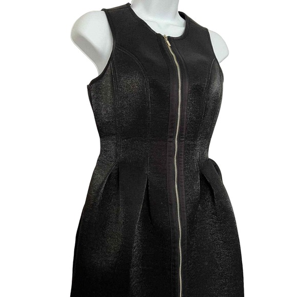 Marciano Women's Black Metallic Neoprene Sleeveless Mini-Dress Pockets - Size 0 - Picture 4 of 9